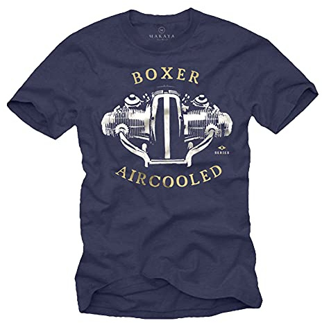Motorrad T-Shirt für Männer - R100 Boxer Motor - Geschenke für Motorradfahrer Biker Blau XL
