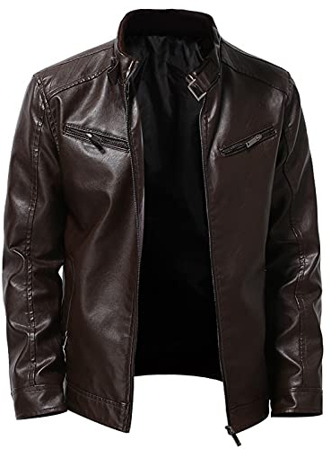 NUSGEAR 2022 Hombres Chaqueta de Cuero,Invierno otoño Cuero de la Piel PU Chaqueta de béisbol Abrigo de Pieles Impermeable a Prueba de Viento Ropa de moto Slim Fit caliente Talla grande Chaqueta