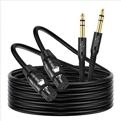 Twozoh Cable XLR Hembra a 6,35 mm 2M 2 Unidades, Jack 6,35mm estéreo TRS equilibrado a XLR Hembra cable de micrófono (Profesional/Hifi)