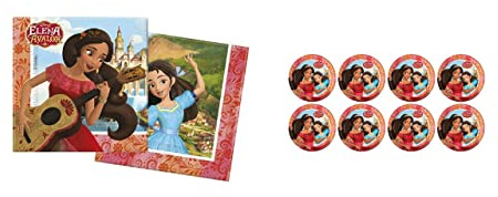 ALMACENESADAN -4744, Disney Elena Pack av Avalor Består av 8 23cm kartongplattor och 20 33x33 cm pappersservetter, perfekt för fester och födelsedagar. (8435510347444)