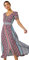 Roman Originals Shirred Empire Waist Dress for Women UK Ladies Midi Maxi Summer Spring Tiered Frill Hem Short Sleeve V Neck Button Through Boho Bohemian Holiday Cruise - Purple Pink - Size 14