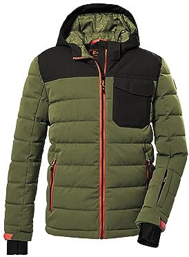 killtec Jungen Skijacke/Steppjacke mit Kapuze und Schneefang KSW 123 BYS SKI QLTD JCKT, oliv, 152, 39663-000