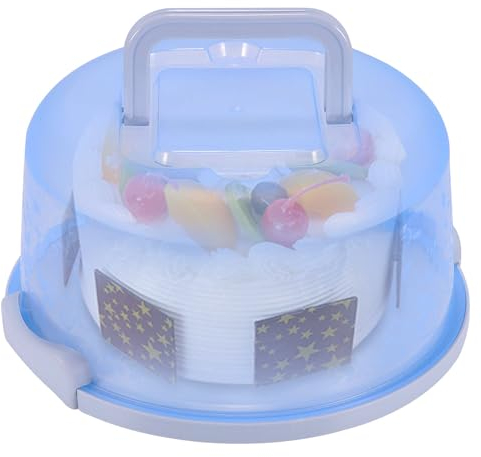 FUOBECIE Collapsible Cake Carrier, Round Cake Stand with Lid and Portable Handle - Cake Box & Keeper for 8 inch/20cm Cakes, Pies, Cookies, Nuts, Muffins and Fruit