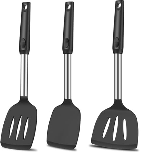 KLAQQED Spatula Set Silicone Heat Resistant for Nonstick Cookware Rubber Silicone Spatula Turner Fish, Large Nonstick Plastic Egg Wok Spatula for kitchen use Cooking Utensils Set