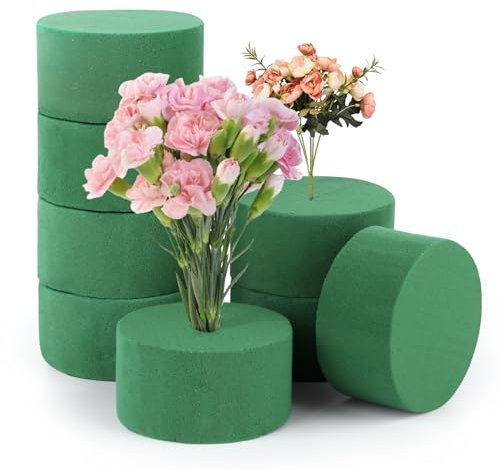 Aubess 8 Pcs Floral Foam, 8x4cm Cylindrical Florist Foam, Wet and Dry Flower Foam, Floral Foam Block for Artificial Flowers, Flower Shop Arrangements, Wedding Decorations and Floral Art