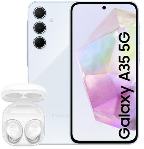 Samsung Galaxy A35 5G, Factory Unlocked Android Smartphone, 128GB, 6GB RAM, Awesome Iceblue Galaxy Buds FE Wireless Earbuds (UK Version)