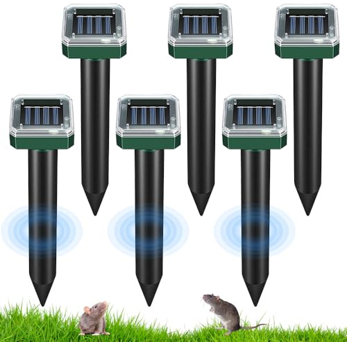 Hojalis 6Pcs Scaccia Talpe Ultrasuoni Solare, IP65 Impermeabile Dissuasori per Talpe, Spaventapasseri Solari, Repellente Ultrasuoni per Talp, Ultrasuoni per Topi da Esterno,Gopher per Giardini e Prati