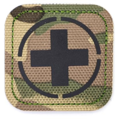 Multicam kamouflage IRR Medic Med lapp krok och ögla 5 x 5 cm första hjälpen armé Airsoft Cross emblem MTP EMS EMT Camo