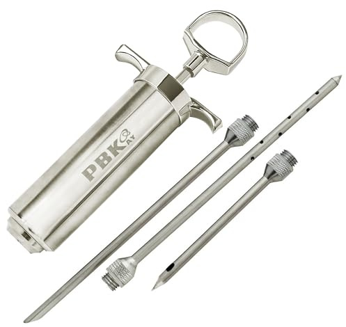 Heavy Duty Meat Injector 304 Stainless Steel - 2 Oz Seasoning Injector - Marinade Injector Syringe Includes 3 Needles