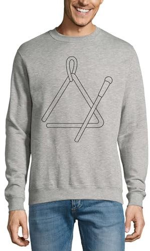 Triangel-Pullover, Percussion, Musikinstrument, Baumwolle, Sweatshirt, Pullover, Grau, grau, M