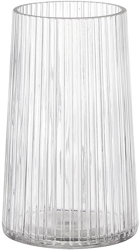 KAYLETIN Clear Glass Vase for Flowers, Glass Flowers Vase, Flower Vases for Bouquet, Modern Ribbed Vases for Living Room, Dining Room, Coffe Table, Office, Wedding, 20CM