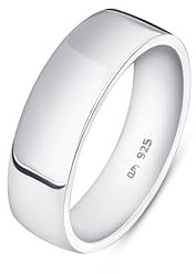 Amberta Massiver 925 Sterling Silber Ehering Mann | 5 6 8 mm Silber Poliert Daumenring Komfort Passform Bandring Herren: 6 mm - Größe 61.2