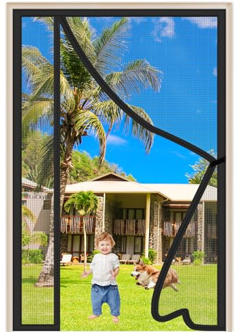 Apertura Laterale Zanzariera Magnetica 275x265cm Nero Magneti Tenda per Porte Magic Mesh Anti Insetti Mosche Zanzare Autoadesiva Traspirante per Bambini E Animali Domestici