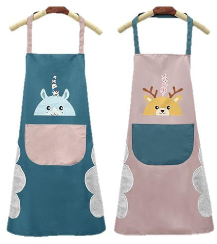 XFSRG 2 Pezzi Grembiule da Cucina Chef Grembiule da Ristorante BBQ Bar Regolabile Grembiuli con Tasche Chef di Cucina Impermeabile Uomo Donna