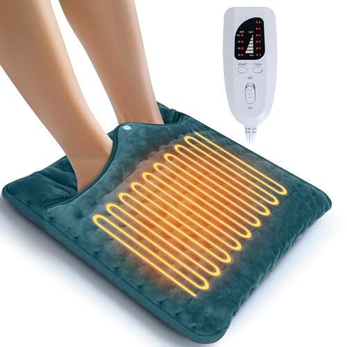 Ninonly 40X40 Scaldapiedi Elettrico Piedi con 6 Livelli di Temperatura e 4 Timer Spegnimento Automatico Cuscino Tappeto Riscaldante Piedi Lavabile Tessuto Morbido per Donne Uomini Verde