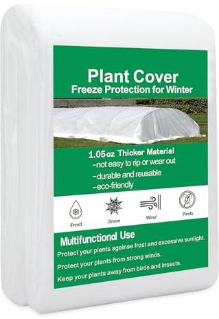 OdiuK Garden Fleece Frost Protection 30gsm 2M x 5M Horticultural Fleece Covers Heavy-Duty Non-Woven Frost Blanket for Breathable Plant Cover for Vegetables,Flowers&Shrubs,Reusable Garden Frost