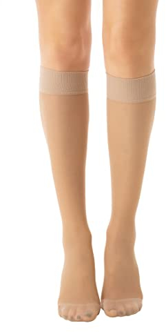 Relaxsan Basic 850 (1 Paar - Hautfarbe 3/L) Stützstrümpfe Damen 18-22 mmHg, Kompressionskniestrümpfe 140 Den