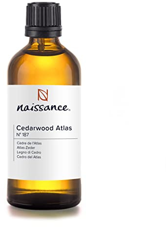 Naissance Olio Essenziale di Legno di Cedro (Atlas) 100ml - Puro, Naturale, Cruelty Free, Vegan e Non Diluito - Usato in Aromaterapia, Miscele da Massaggio e Diffusori - Aroma Calmante e Confortante
