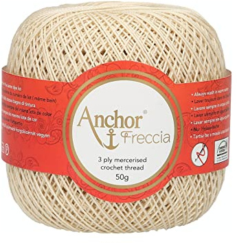 Anchor Freccia Stärke 12 4771012-00387 beige Häkelgarn, 100 % Baumwolle