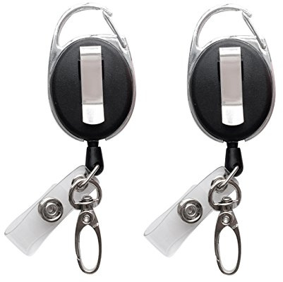 Ausziehbare Ausweisrolle mit Klauenverschluss und Clip für Ausweishalter, 2 Stück