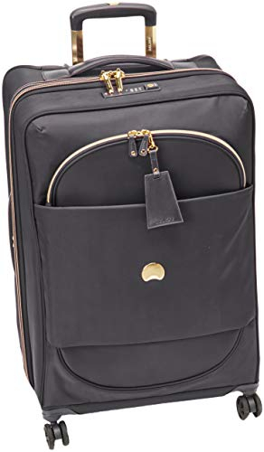 DELSEY Paris Montrouge Erweiterbarer Koffer Trolley 68cm slim, TSA Schloss, 4 Doppelrollen, 69 cm, 75 L, Schwarz