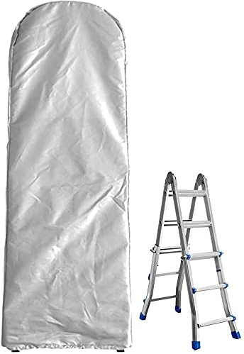 COOSOO Folding Ladder Cover Waterproof Dustproof Ladder Protective Case Polyester Fabric with Drawstring for Folding Ladder Step Ladders Indoor Outdoor Household Multiple Uses Silver50x6.5x174cm