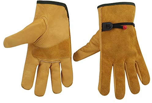 TMZHISTAR Cowhide Leather Work Gloves for Men and Women,Gardening Gloves,Driving Gloves (Large)