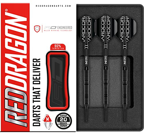 RED DRAGON Razor Edge Extreme 18 Gram Softip Professional Tungsten Darts Set with Flights and Stems