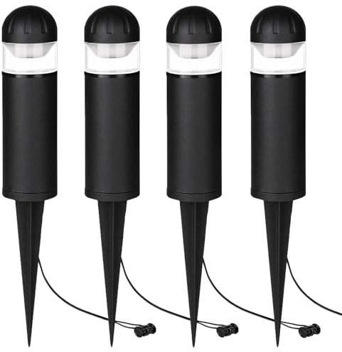 MULANDI LED Landscape Bollard Pathway Light, 2W, DC 12V Low Voltage Path Lighting Outdoor Waterproof, Die-Casted Aluminum Housing for Garden Light, 3000K Warm White Pack of 4