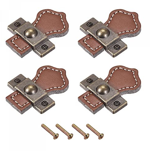 sourcing map Tiroir Boutons - 1.89 4Pcs Cuir Porte Tirette Commode Poignées pour Valise Meubles Remplacement avec Montage Vis, Marron