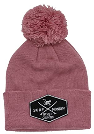 DRESSED IN MUSIC PLAY WITH ME Beanie Cappello Bambino/Bambina Surf Monkey® Taglia Unica Cappello Invernale con Pompon, Rosa, Taglia unica