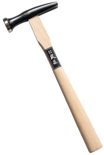 RANSHOU Sheet Metal Hammer 15.5 oz, Heavy Duty Forged Japanese Steel Head, Tinners Hammer Hand Tool for Flattening Metal, Wood Handle, Made in JAPAN, RMW21-2