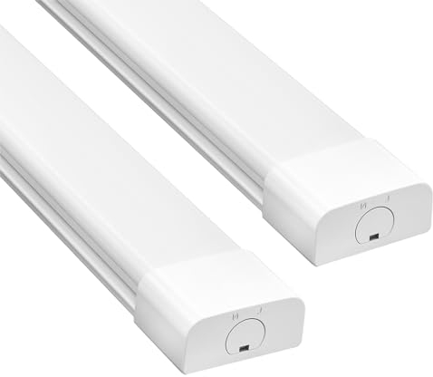 Amdelne 2 x Feuchtraumleuchte LED 60cm, 18W 2000LM LED Neonröhre, Neutralweiß 4000K Feuchtraumlampe, IP65 Wasserfest Wannenleuchte, Werkstattlampe, Kellerleuchte, Deckenleuchte für Büro Lager Garage
