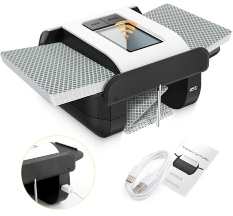 TGHongKy 1 a 2 Barajas Barajador de Cartas Automático para UNO Texas Hold 'em Barajador Automático de Cartas Eléctrica para Jugar a Bridge, Blackjack Juegos De Cartas para Viajes y Fiestas Familiares