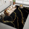 Waschbar Teppich 180 x 240 cm, Goldene Marmorlinien Druck Dekoration Teppich für Schlafzimmer Wohnzimmer Teppiche, Schwarz Und Gold Kurzflor Rechteck Teppich, rutschfest Teppich