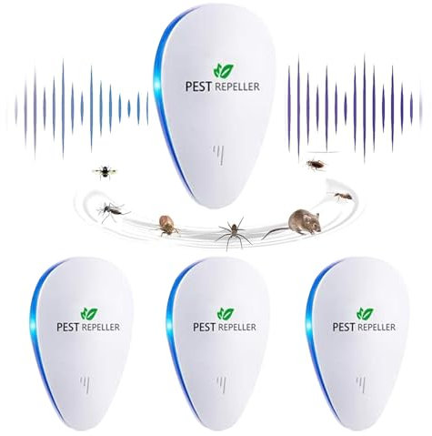 Queath Répulsif à ultrasons 2025, répulsif à moustiques à ultrasons et contrôle électronique anti-souris, mouches, cafards, araignées, fourmis, sans danger pour animaux domestiques et humains(paquet
