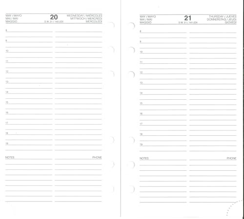 Pièce de rechange 2026 CALENDRIER Daily 6 trous 9,5 x 17 cm Intempo + stylo à clic et signet