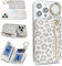 Ｈａｖａｙａ für Magsafe Wallet mit Kartenhalter Schlüsselring mit Reißverschluss iPhone 16/15/14/13/12/Pro/Max/Plus/Serie für Magsafe Ring-Weißer Leopardenprint