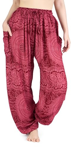 Lannaclothesdesign Harem Pants Women – Boho Elephant Pants High-Waisted Hippie Clothes with Pockets for Yoga