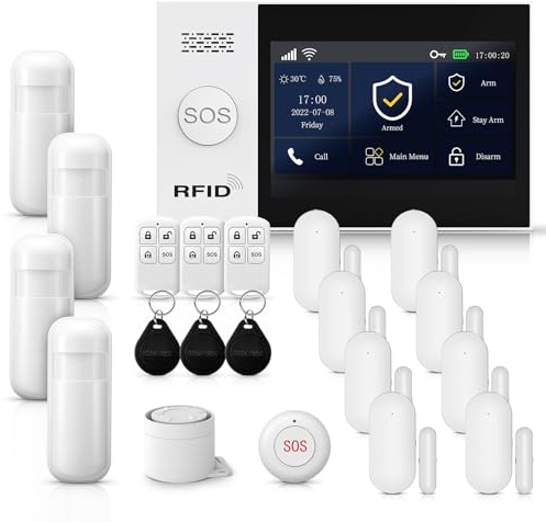 PGST Alarm System for Home Security,WIFI+4G GSM for Home and Apartment,with Door/Window Contact,Motion Detector,Works with Alexa and Google Home,NO Monthly Fees