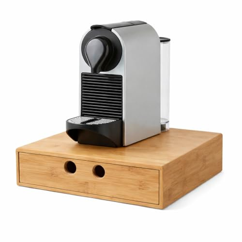 Cassetto Porta Capsule in Legno Salvaspazio con Ripiano per Macchina Caffè – Organizer Compatto per Cialde Capsule e Tisane – Contenitore Universale Elegante per Cucina Casa e Ufficio Design Moderno