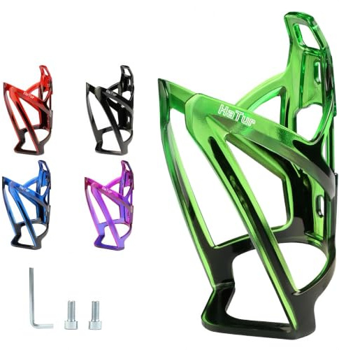 HaTur Porte-Bidon de Vélo Universel Porte-Bouteille de vélo avec vis, 35g Léger Porte Gourde Vélo Support de Bouteille pour VTT, Vélo de Route (Noir Vert)