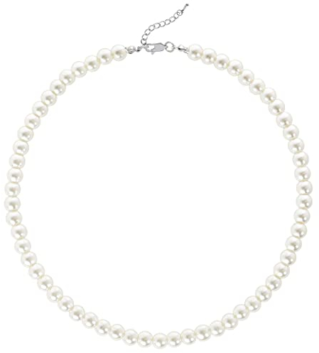 BABEYOND Perlenkette Damen Weiße Perlen Halsketten für Frauen und Mädchen Kurze Runde mit 6–10 mm Perlen Schmuck