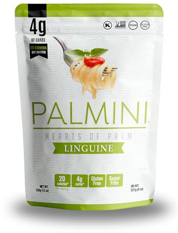 PALMINI Pâtes Linguine - Cœurs de palmier – Vegan | Sans OGM – Faible en calories – Faible en glucides – Keto – Sans Sucre – Casher – 338g | (Pack de 3)