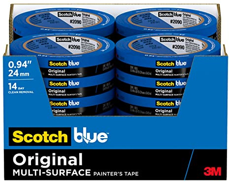 ScotchBlue Original Multi-Surface Painters Tape, 1 Inch Wide (0.94 in. x 60 Yds), 24 Rolls, Blue Paint Tape Protects Surfaces and Removes Easily, Masking Tape for Indoor and Outdoor Use (2090-24EC)