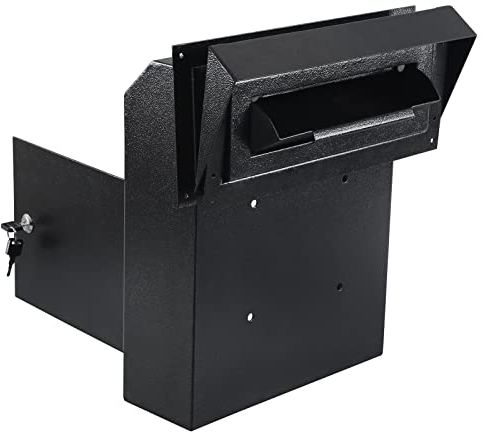 xydled Door Drop Box for Mail, Heavy Duty Mail Boxes with Key Lock,15''x12''x6'',Locking Metal Mailbox Door Mounted,Through The Door Safe Locking Drop Box, Black