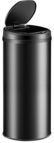Monzana® Mülleimer Küche mit Sensor 40L Edelstahl USB Ladekabel Berührungslos Deckel Hygienisch Papierkorb Automatik Abfalleimer Wasserdicht Büro Schwarz Recycling