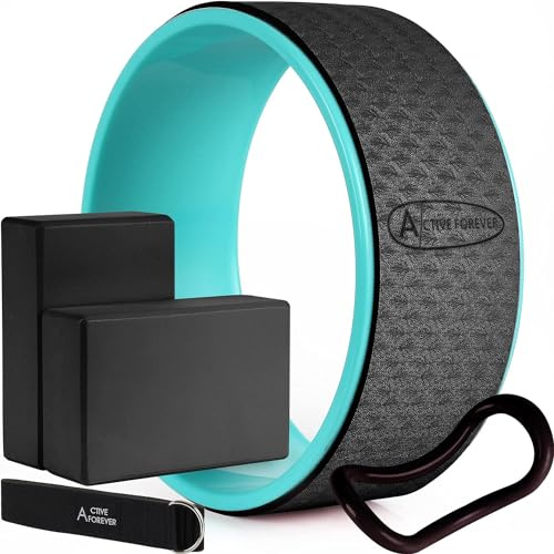 ACTIVE FOREVER 5 in 1 Yoga Block Set - Enhance Balance and Flexibility with Yoga Blocks, Strap, Wheel, and Stretch Ring - Your Complete Solution for Improved Well Being
