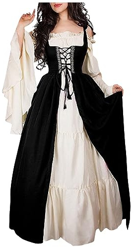 Robe de Vampires Gothique Medievale Soirée Princesse Mariage Robe Corset d'été HBRobes Femme Mi-Longue Halloween