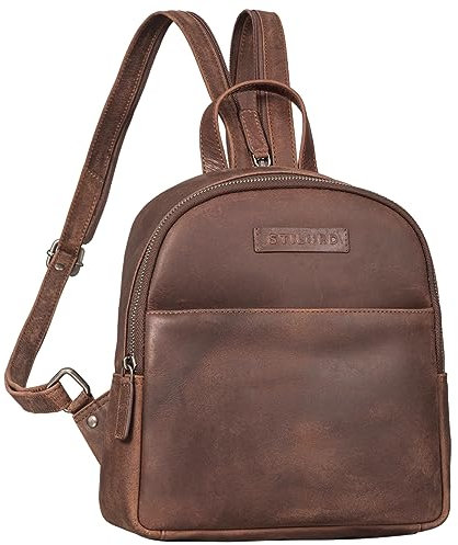 STILORD 'Elonora' Vintage Leder Rucksack Tasche 2 in 1 Damen klein Damenrucksack Daypack für Frauen Rucksackhandtasche Tagesrucksack Echtleder, Farbe:sapelli - braun
